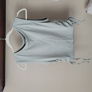 Light green ruched cropped tank top